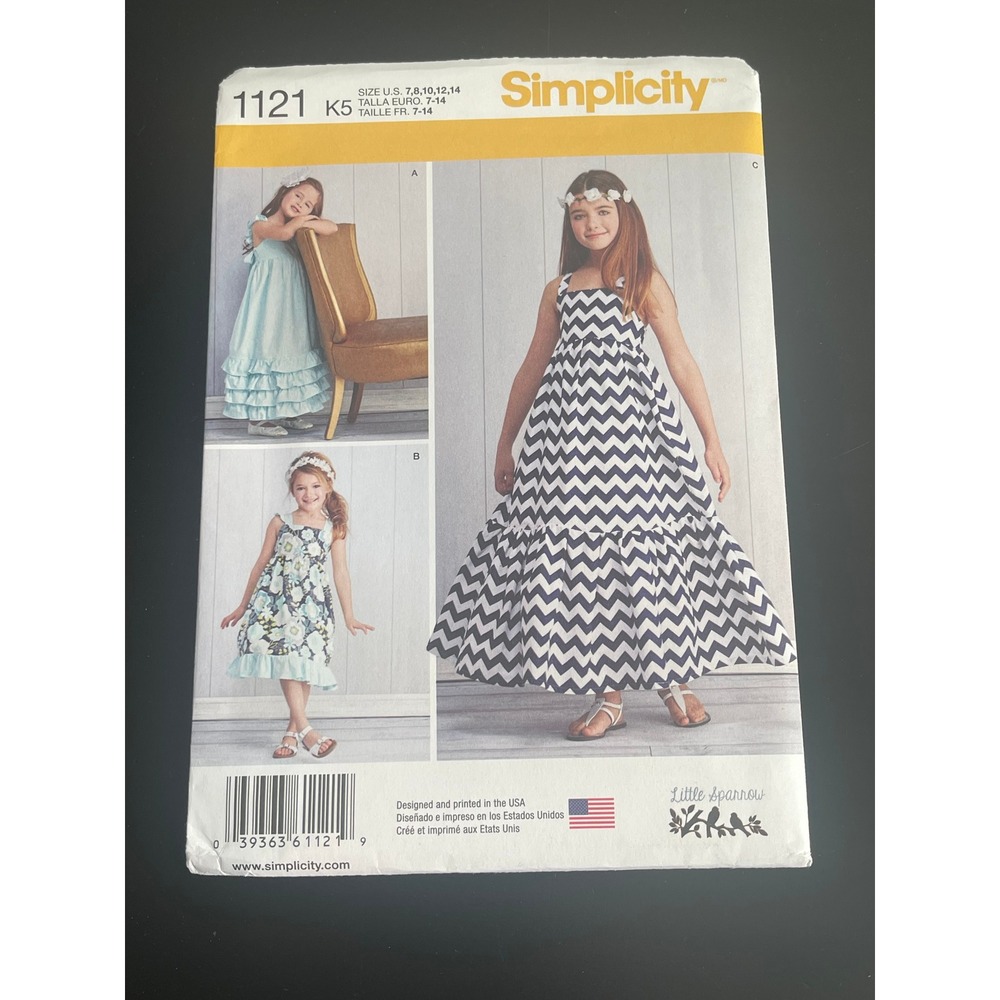 00532 - Simplicity 1121 Girls Dresses Sewing Pattern‎ Size K5 7-14 - UNCUT
